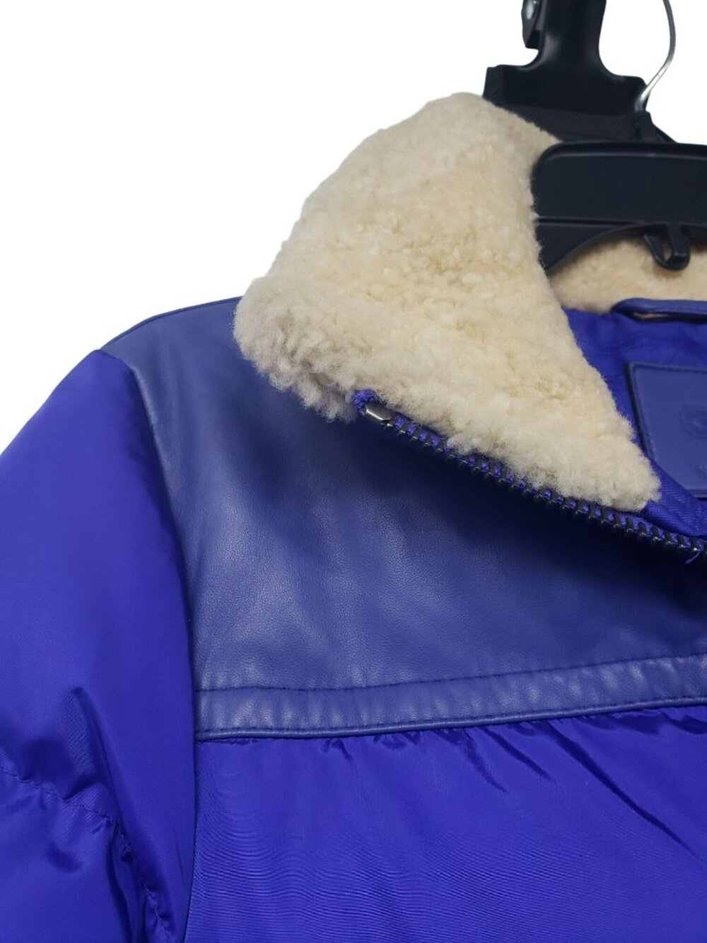 Coach $348 Purple Puffer Leather Shearling Collar Down Jacket Womens S - Picture 14 of 16